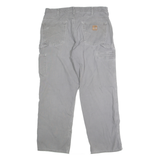 CARHARTT Mens Cotton Grey Loose Straight Trousers W35 L30 Workwear Practical Zip