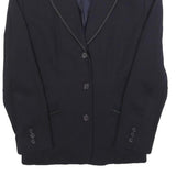 DKNY Womens Black Wool Blend Single-Breasted Blazer Jacket S Woven Classic