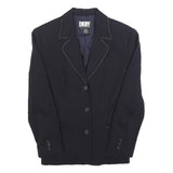 DKNY Womens Black Wool Blend Single-Breasted Blazer Jacket S Woven Classic