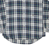TOMMY HILFIGER Mens Blue & Green Check Shirt 2XL Classic Button-Down Long Sleeve