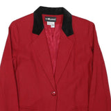 SAG HARBOR Womens Red & Black Blazer Jacket S Wool Classic Button Closure