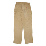 DICKIES Mens Cotton Blend Beige Regular Fit Straight Leg Trousers W30 L33