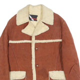 WIMAN Mens Brown & Cream Shearling Style Jacket M Polyester Blend Button Closure