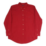 CHAPS Mens Red Plain Cotton Blend Shirt L Button Down Relaxed Fit