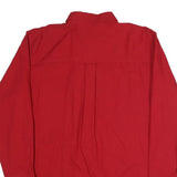 CHAPS Mens Red Plain Cotton Blend Shirt L Button Down Relaxed Fit
