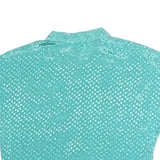 Womens Blue Printed Shirt Short Sleeve Collared Pocket M Lightweight Polyester