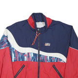 RUKKA Mens Red & Navy Blue Polyester Blend Zip Jacket L Abstract Pattern Casual