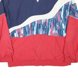 RUKKA Mens Red & Navy Blue Polyester Blend Zip Jacket L Abstract Pattern Casual