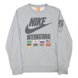 NIKE Mens Grey International Crew Neck S Cotton Blend Sweatshirt