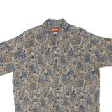 PAU HANA HAWAII Mens Blue & Beige Pattern Shirt M Tropical Cotton Blend Summer