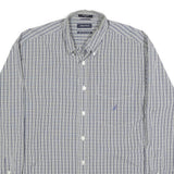 NAUTICA Mens Blue & White Check Shirt M Button-Down Collar Long Sleeve Cotton