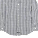 NAUTICA Mens Blue & White Check Shirt M Button-Down Collar Long Sleeve Cotton