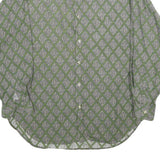 Mens Green Pattern Shirt S Cotton Relaxed Fit Long Sleeve Casual