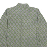 Mens Green Pattern Shirt S Cotton Relaxed Fit Long Sleeve Casual