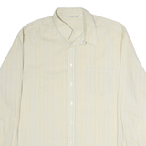 LORD GEORGE Mens Cream & Blue Striped Cotton Blend Shirt XL Classic Formal
