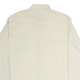 LORD GEORGE Mens Cream & Blue Striped Cotton Blend Shirt XL Classic Formal