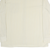 LORD GEORGE Mens Cream & Blue Striped Cotton Blend Shirt XL Classic Formal