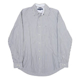 TOMMY HILFIGER Mens Blue & White Striped Shirt M Classic Cotton Button Down