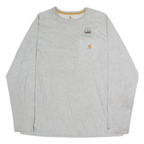 CARHARTT Mens Grey Long Sleeve Crew Neck XL Logo Cotton T-Shirt Workwear