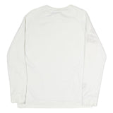 ADIDAS Womens White Cotton Crew Neck Sweatshirt UK 10 Large Logo Print