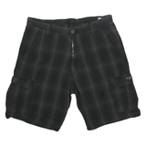 WRANGLER Mens Black Cargo Shorts Plaid XL W34 Casual Cotton Blend
