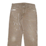 DICKIES Mens Relaxed Brown Jeans Denim Fair W34 L32 Workwear Paint Splatter