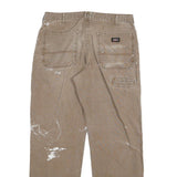 DICKIES Mens Relaxed Brown Jeans Denim Fair W34 L32 Workwear Paint Splatter