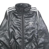 ADIDAS Womens Black Zip Track Jacket UK 10 Polyester Plain Sport Casual