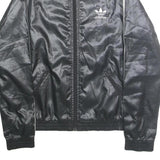 ADIDAS Womens Black Zip Track Jacket UK 10 Polyester Plain Sport Casual