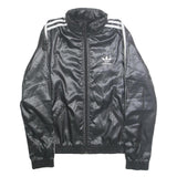 ADIDAS Womens Black Zip Track Jacket UK 10 Polyester Plain Sport Casual