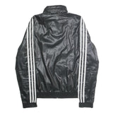 ADIDAS Womens Black Zip Track Jacket UK 10 Polyester Plain Sport Casual
