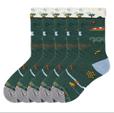 Anyfootwear 5 Pairs Size 5-9 Unisex Long Socks Cartoon Farm Nature Print Design Warm Winter Socks Comfortable Casual Foot Accessories