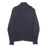 TOMMY HILFIGER Mens Navy & Red Plain Jumper Zip Crew Neck Cotton M