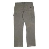 DICKIES Mens Cotton Blend Grey Regular Straight Trousers W34 L32 Workwear