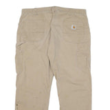 CARHARTT Mens Jeans Beige Relaxed Straight Denim W40 L30 Workwear Zip Closure