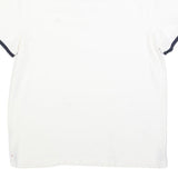 TOMMY HILFIGER Mens White & Navy Polo Shirt M Cotton Blend Classic Fit Short