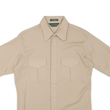 VAN HEUSEN Mens Beige Short Sleeve Shirt L Polyester Blend Casual Workwear