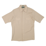 VAN HEUSEN Mens Beige Short Sleeve Shirt L Polyester Blend Casual Workwear