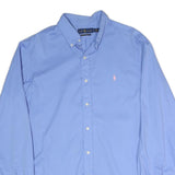 RALPH LAUREN Mens Blue L Shirt Cotton Blend Button-Down Classic Fit