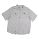 WRANGLER Mens Grey Cotton Shirt XL Button Short Sleeve Casual