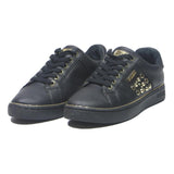 GUESS Womens Black Leather Lace-Up Trainer UK 6 Stylish Gold Stud Detail