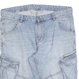 C&A Mens Denim Blue Casual Cargo Shorts XL W38 Functional Pockets