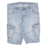 C&A Mens Denim Blue Casual Cargo Shorts XL W38 Functional Pockets