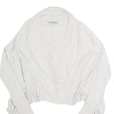 PINKO Womens White Cropped Top Long Sleeve Open Front Cardigan M Cotton Blend