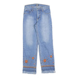 YES OR NO Womens Jeans Blue Regular Straight Denim Light W26 L28 Embroidered