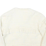ZARA WOMAN Womens White Cream Cotton Blend Jacket M Woven Ruffle Detail Stylish
