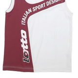 LOTTO Mens White & Maroon Italian Sport Design Sleeveless Crew Neck T-Shirt M