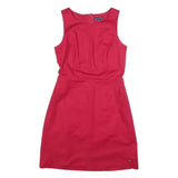 TOMMY HILFIGER Womens Red Sleeveless Day Cotton Blend Plain Dress S Elegant Zip