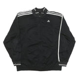 ADIDAS Mens Black & White Track Jacket L Polyester Blend Casual Zip Pockets