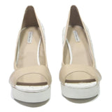 CALVIN KLEIN Womens Wedge Sandals White & Beige Synthetic UK 8 Peep Toe Platform